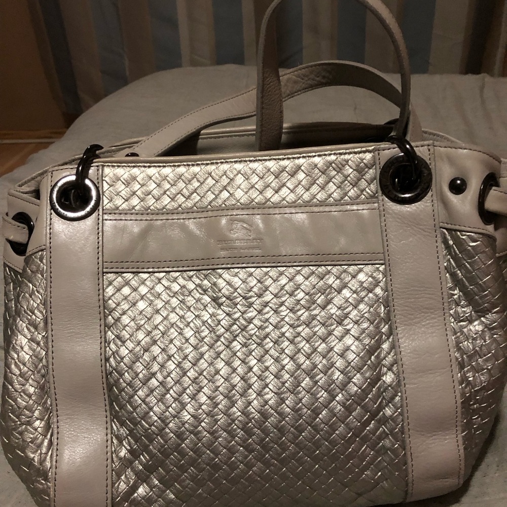 TODAY ONLY: Authentic BURBERRY Blue Label Silver Cream Woven Medium Shoulder Bag